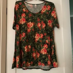 LuLaRoe Perfect T Shirt Rose Floral 2 XL